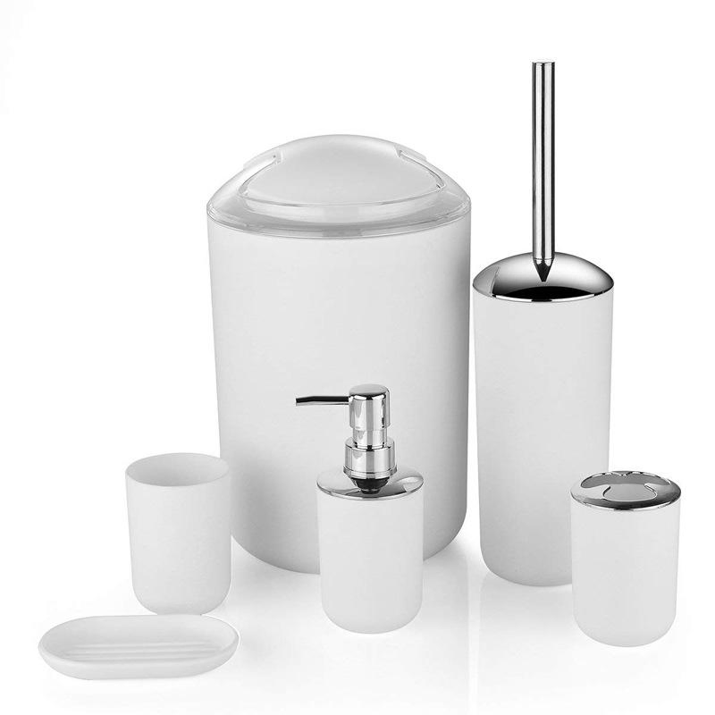 Household Black White Grey Brown Hotel 6-Piece Plastic Bathroom Set