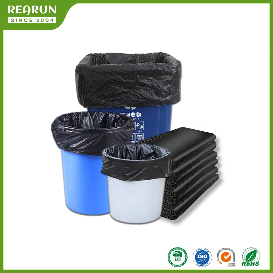Rearun Biodegradable Garbage Bags China Factory Plastic Food Vegetables Fruits Packing Hand Carry Carrier Shopping Trash Rubbish Packaging Bag