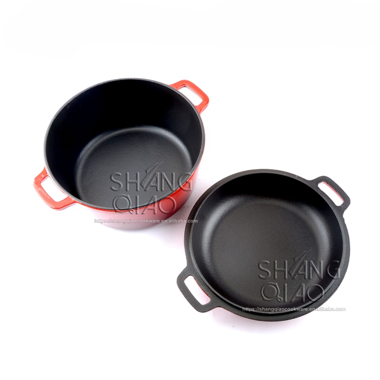 Эмалированная чугунная утятница 2-в-1 с крышкой-сковородой 26 см