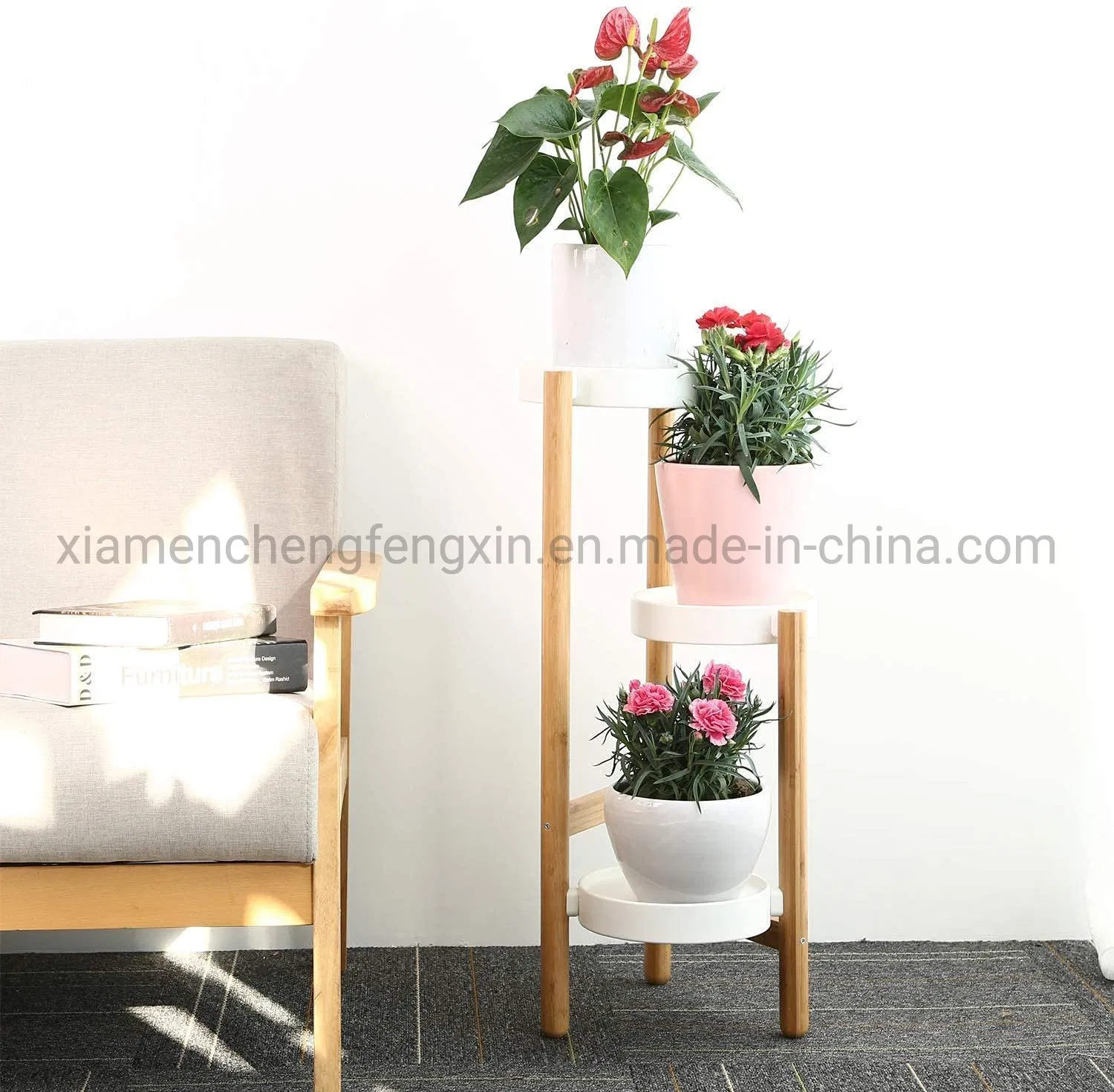 Bamboo Plant Stands Indoor, 3 Tier Tall Corner Plant Stand Holder &amp; Plant Display Rack for Outdoor Garden (3 Tier -1)