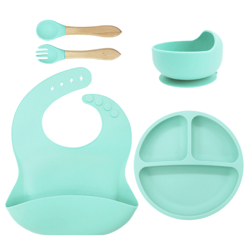 Wholesale Custom Baby Silicone Tableware Set Eco-Friendly Snack Cup Bowl Food Grade Safety Features Including Bib