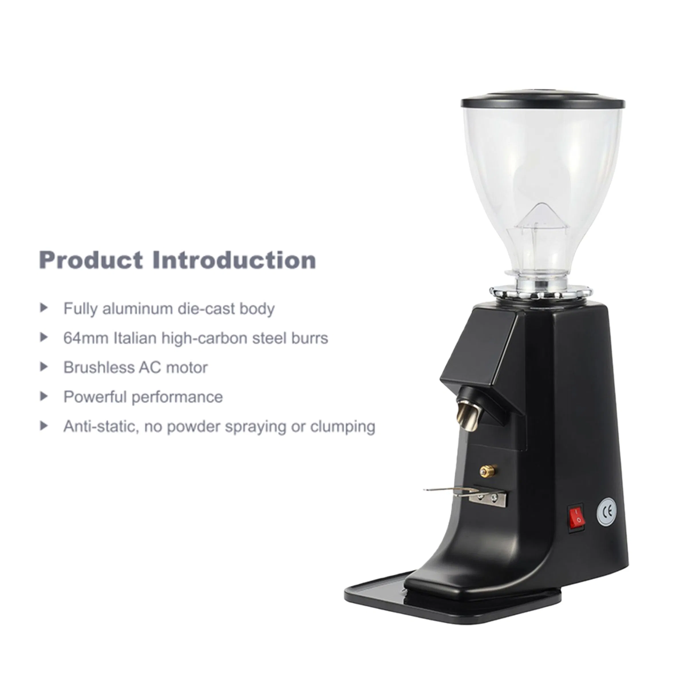 Commercial Grade Household 64mm 370W Flat Burr Electric Grinding Machine Home Appliance Coffee Grinder