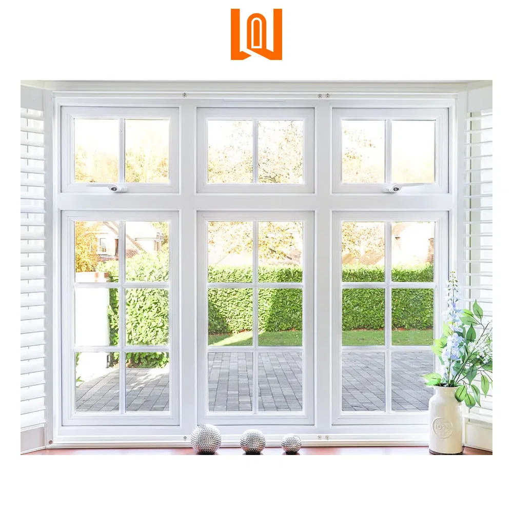 Wanjia Manufacture American Style Villa PVC Tempered Glass Plastic Casement Window