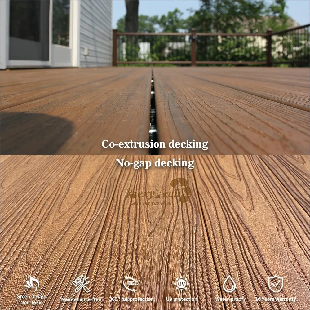 Mexytech Invisible Gap Design Floor Outdoor Capped Composite Decking Co-Extrusion WPC Decking