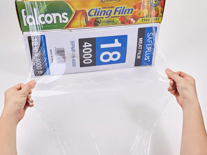Plastic Roll Food Cover Packaging Printing PVC Transparent Cling Film with Cutting and Color Box for Cooking