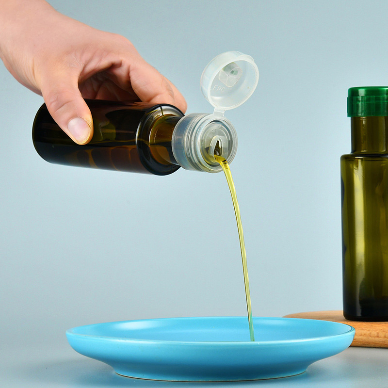 Wholesale High Quality Round Vinegar and Oil Bottle Empty Green 100ml Glass Cooking Olive Oil Bottle