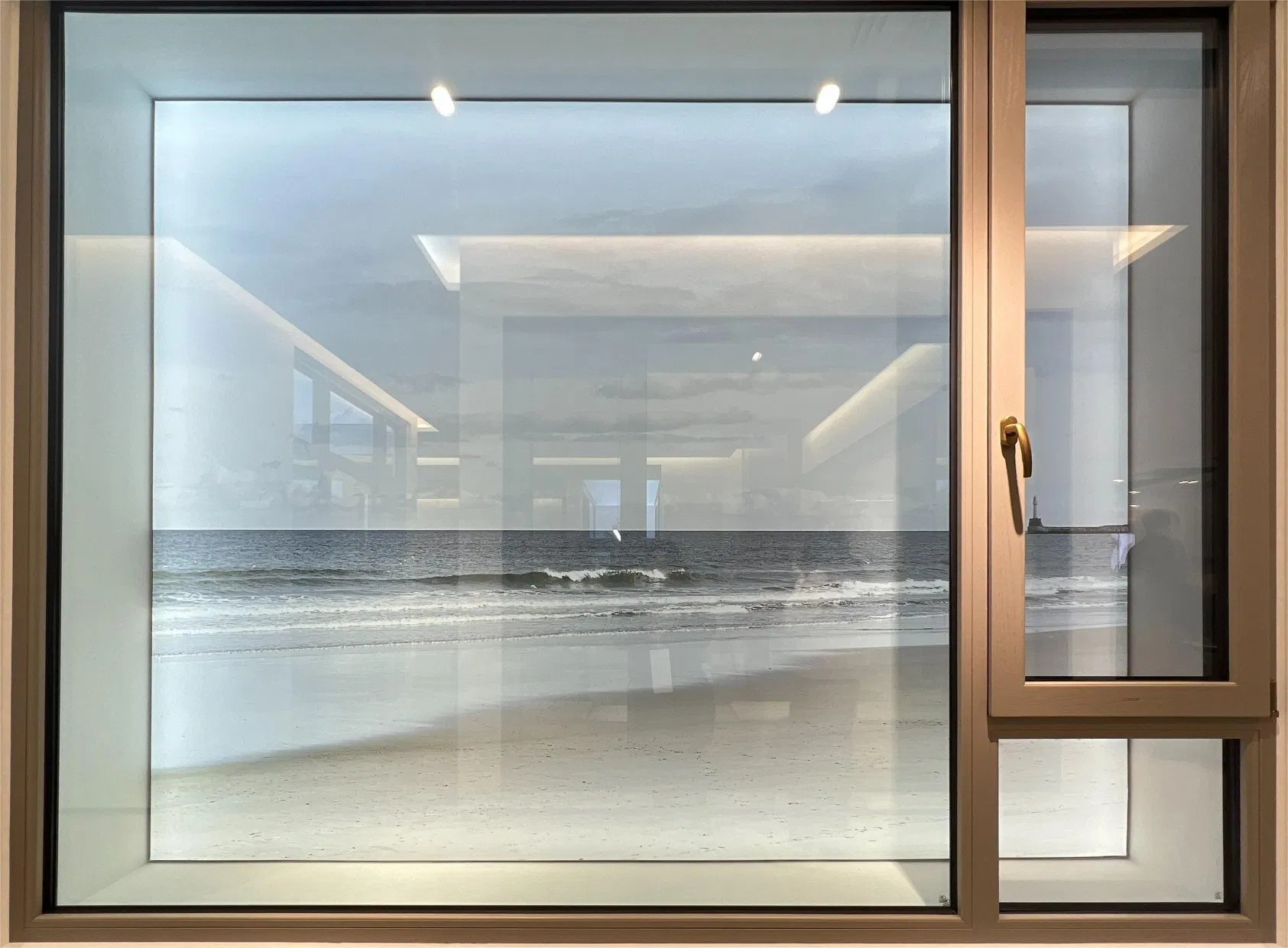 Factory Sale Wood Aluminum Composite Tilt Turn Window with Oak for Villa