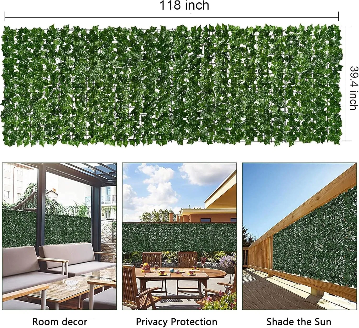 Green Artificial Grass IVY Fence Hedge Leaf Garden Fence for Outdoor Wall Decorative