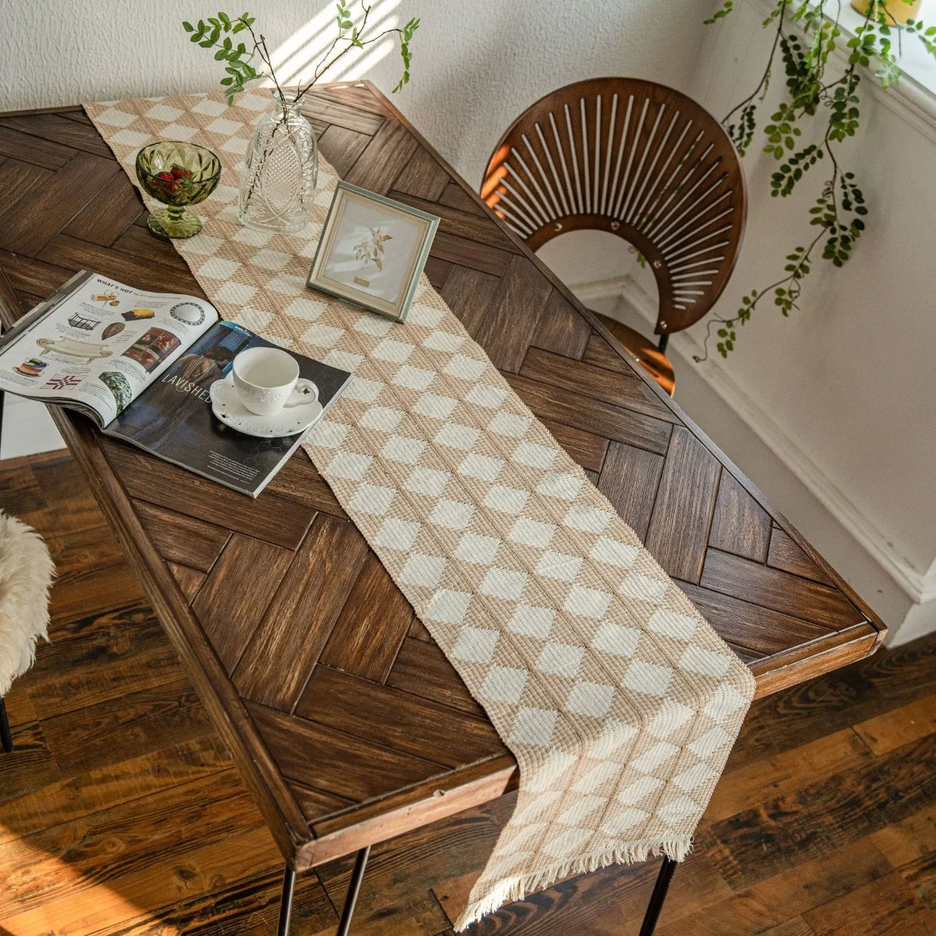 Natural Jute and Cotton Thread Hand Weaved Table Runner