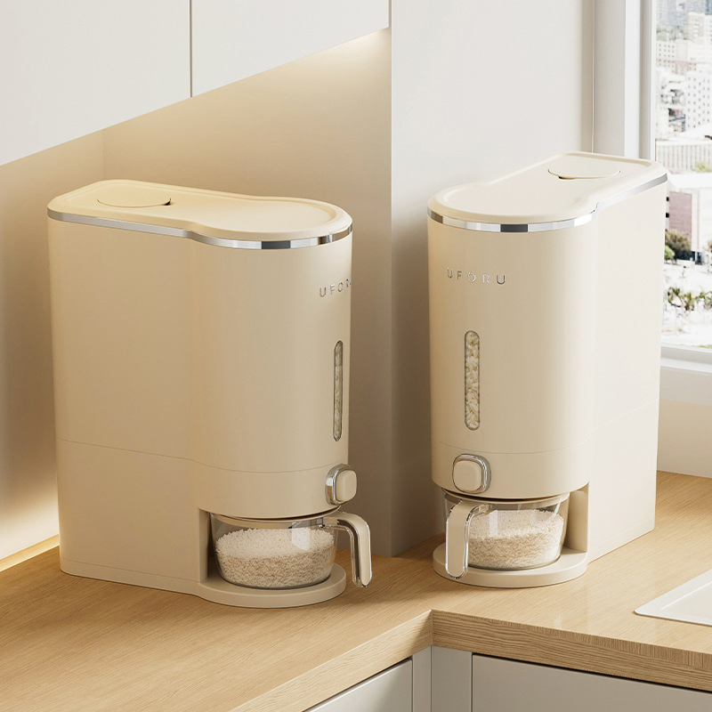 Rice Dispenser Moisture Resistant Kitchen Organizer Flour Storage Sealed Box Grain Storage Container Mounted Rice Cereal