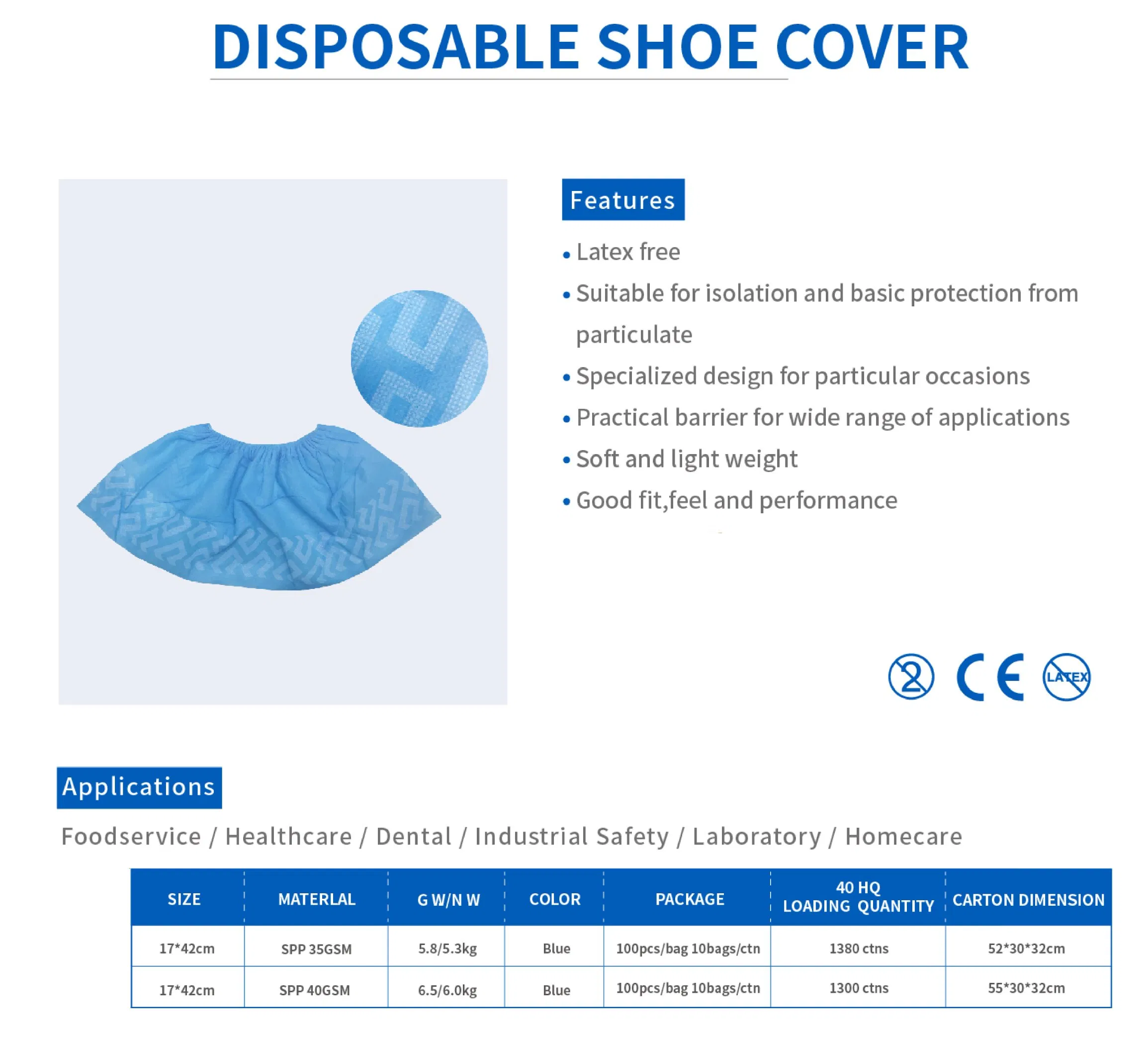 Non Woven PP Disposable Waterproof Dust Proof Non Skid Shoe Cover
