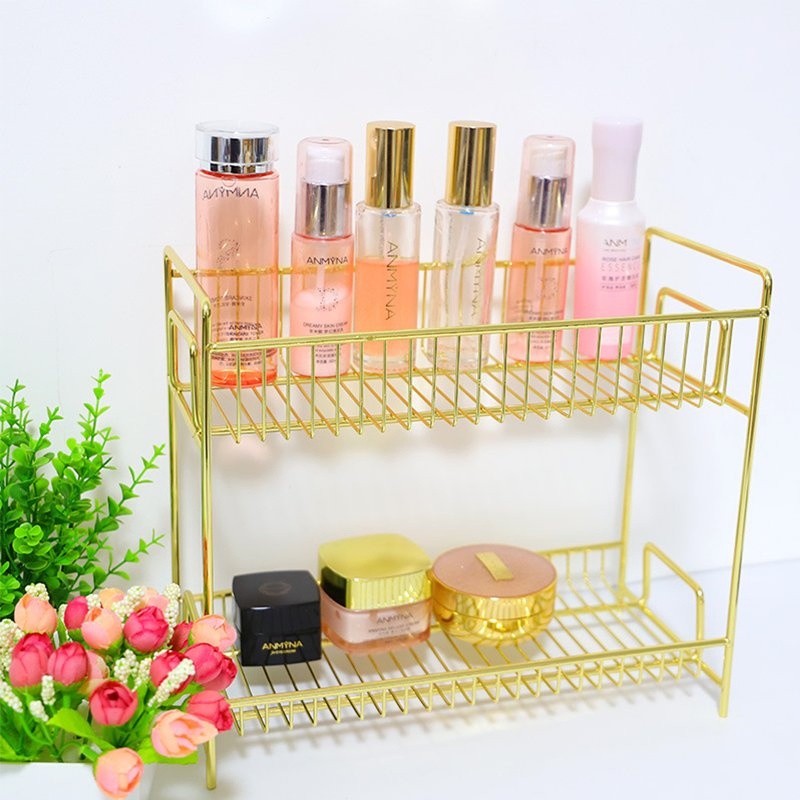 Hot Selling Metal Storage Rack Glod Metal Shelf Bathroom Rack