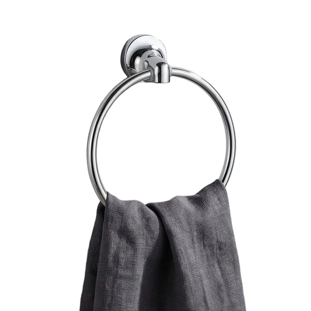 Кольцо для полотенца черное, саморезное, для ванной