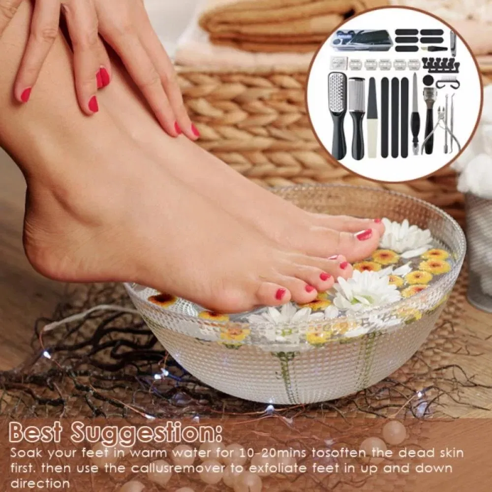 Professional Pedicure Tools Set 20 in 1 Stainless Steel Foot Care Kit Foot Rasp Dead Skin Remover Pedicure Kit Men Women Salon Home Best Gift