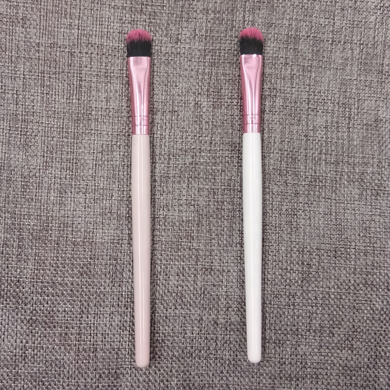 Pink White Cosmetic Eyeshadow Brush Vegan Nylon Fibre Single