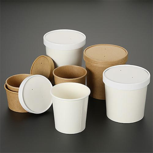 Brown Paper Packing Box Round Disposable Lunch Box Commercial Pasta Gravy Rice Salad Light Takeout Paper Bowl Lunch Box 500ml 700ml