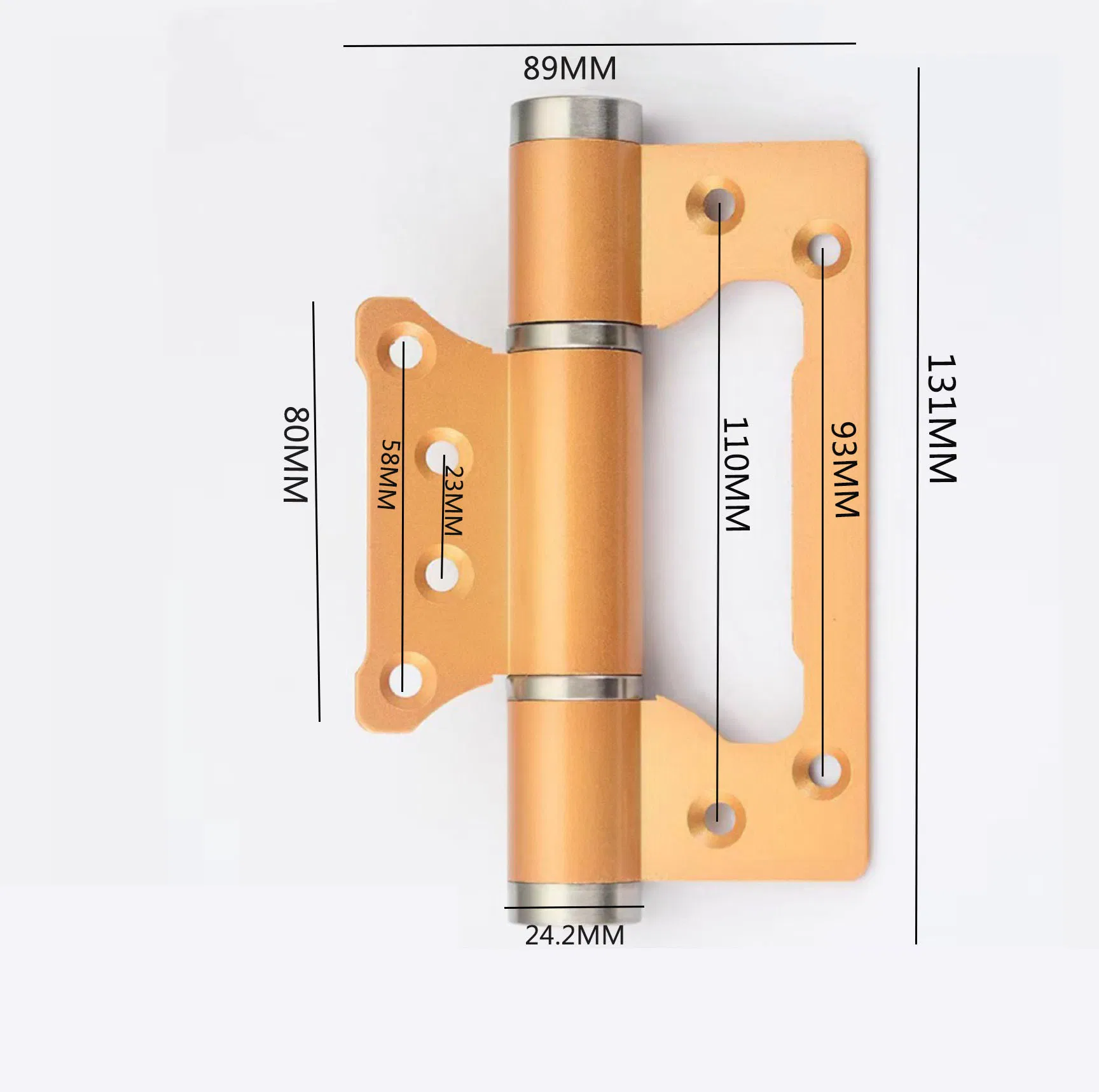 2PCS 5.5 Wooden Door Inch Butterfly Hydraulic Self-Closing Silent Adjustable 175° Open Hinge
