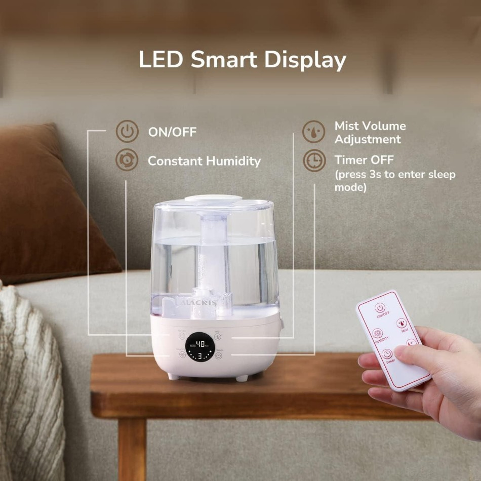 Clean Evaporative Long-Lasting Quiet Home Office Bedroom Humidifier Air Moisturizer