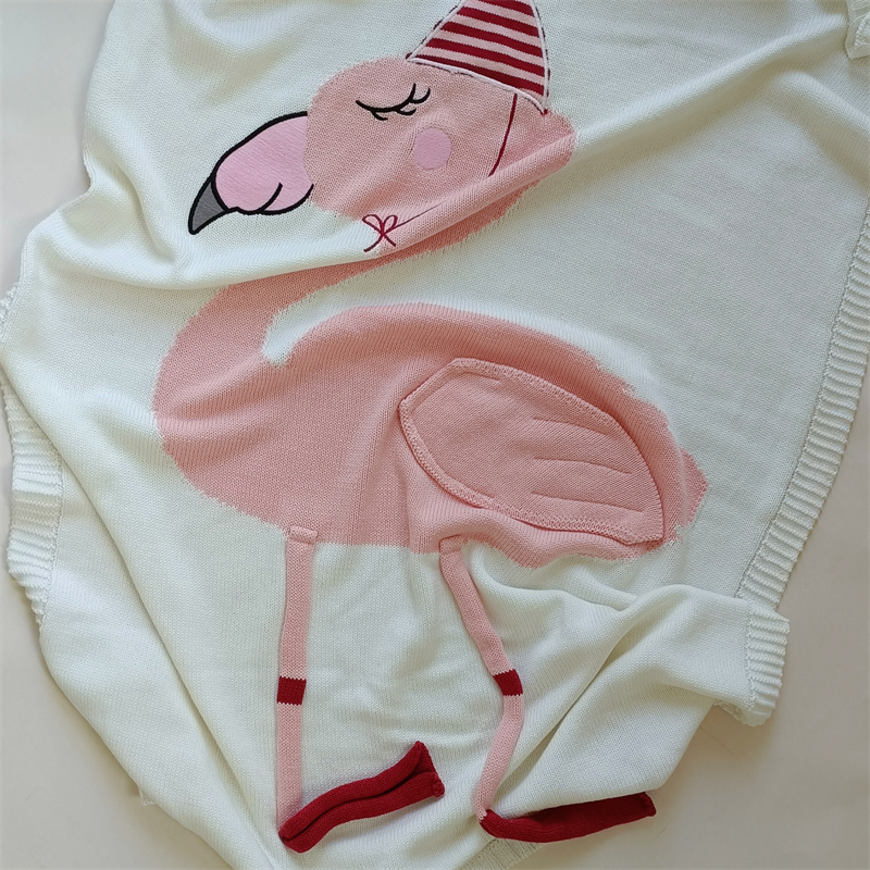 Custom Cartoon Knitted Cotton Baby Swaddle Blankets Infant Throw Bedding.