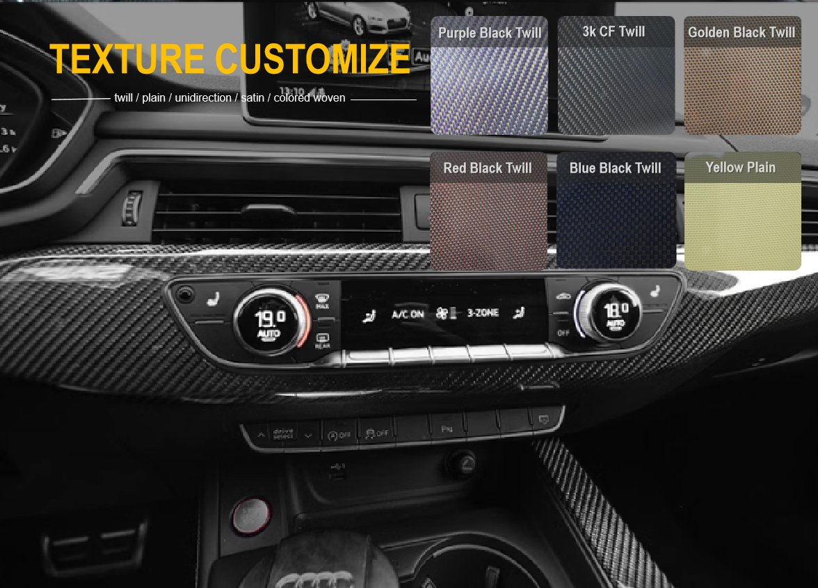 3K Carbon Fiber Car Parts with Custom Color Modification