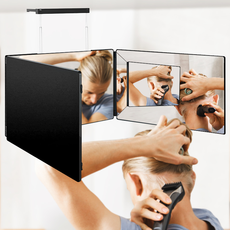 Bathroom 3 Way Trifold LED Wall Makeup Mirror for Self Cut Hair Cutting Gmd731