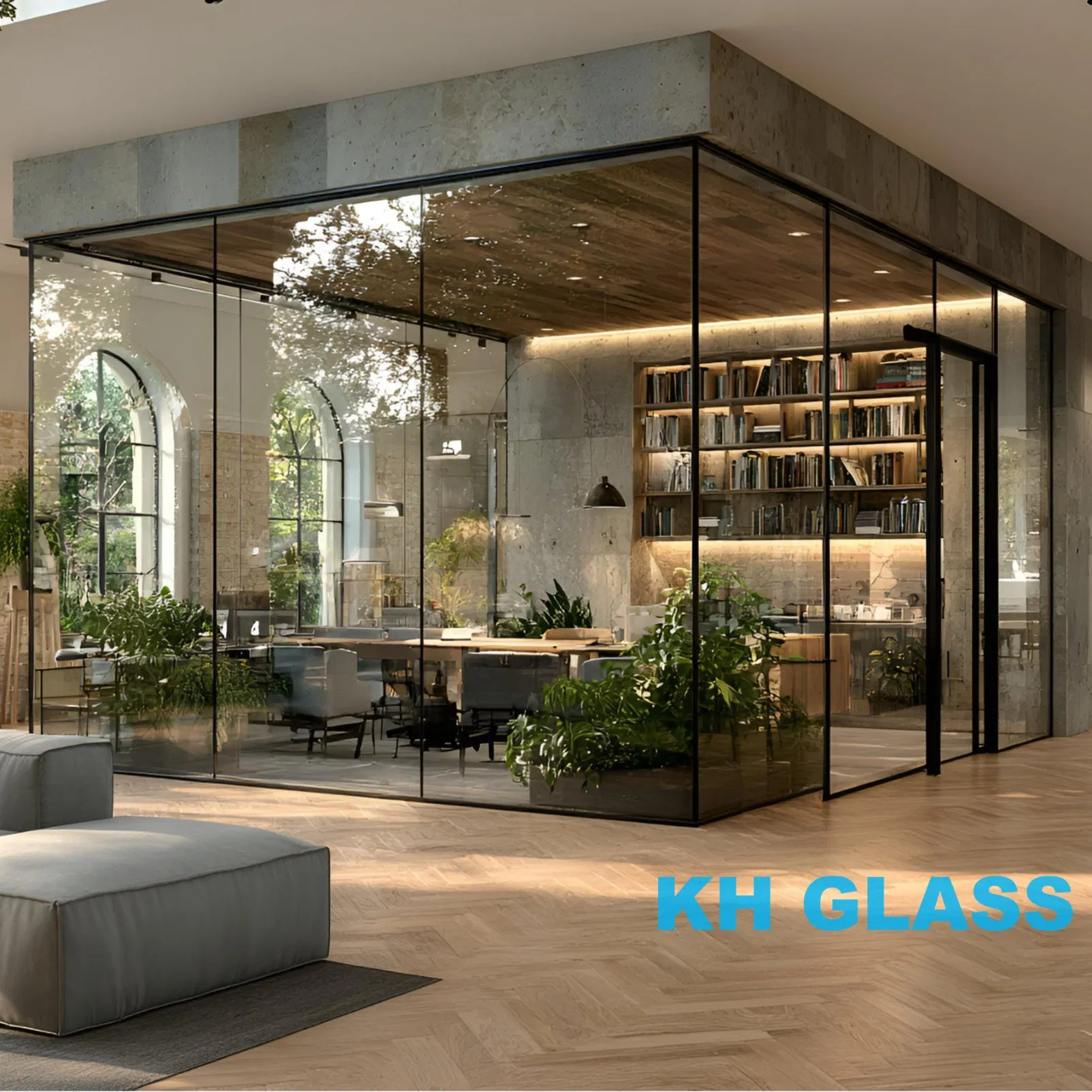 Clear Color Acid Glass Partitions for Living Room Bathroom and Office