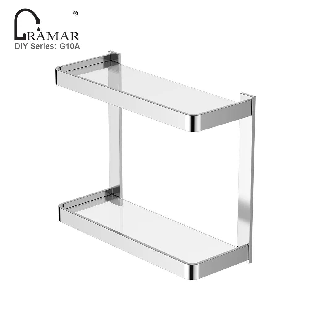 Настенная полка для полотенец из стекла и металла