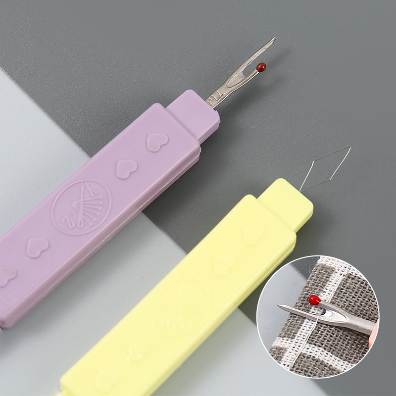 Portable Double-Ended Needle Threader Seam Remover Two-in-One DIY Sewing Accessory with Lead Threader Extender