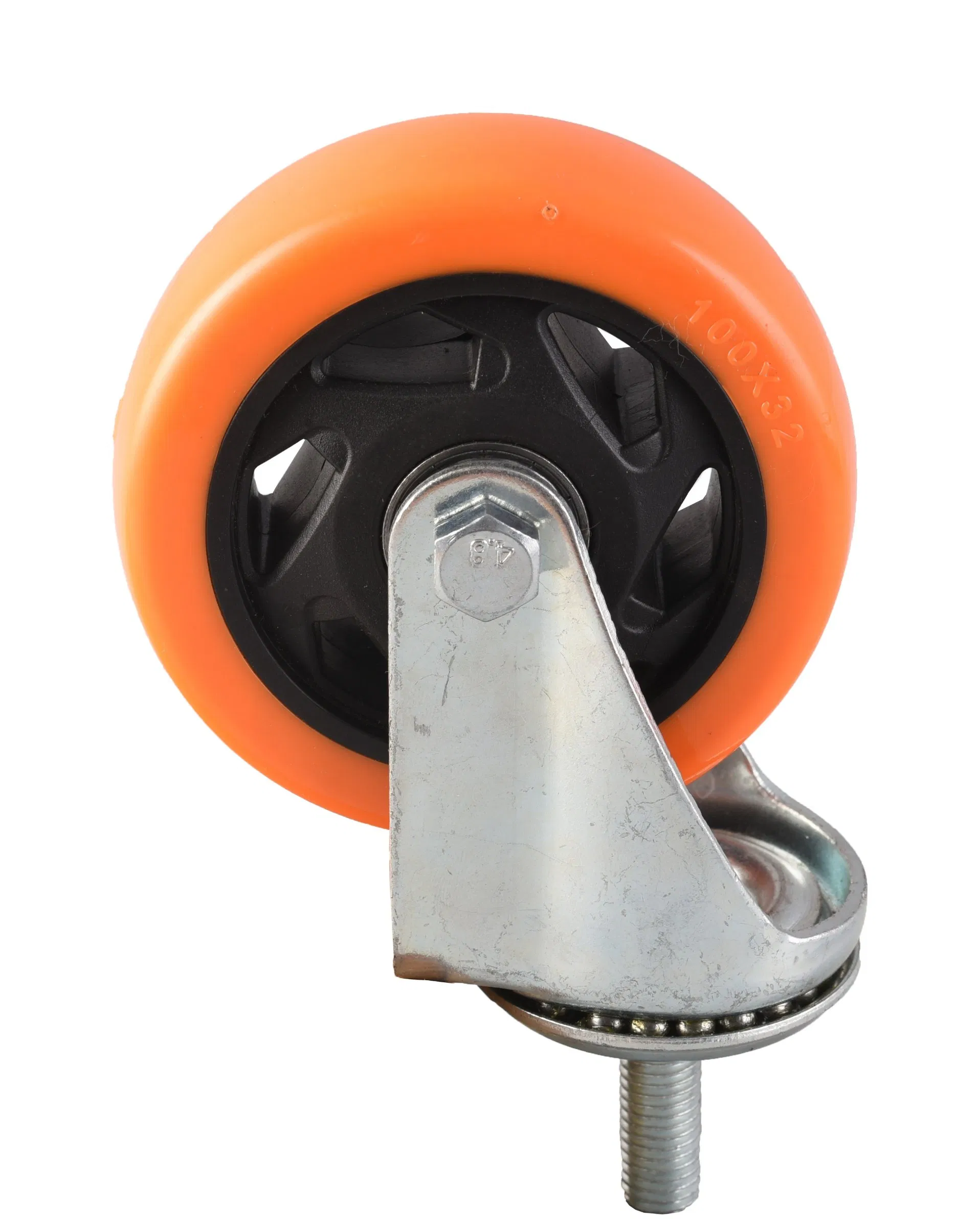 M13 Medium Duty Type Fixed Swivel Brake Threaded Stem Bolt Hole PU Caster Wheel for Handcart