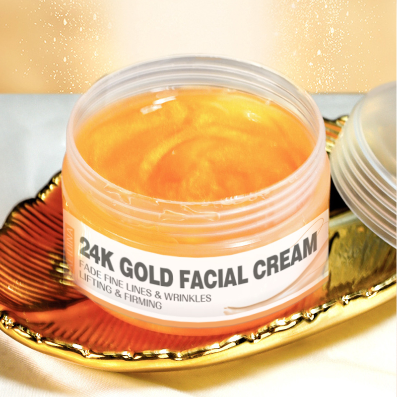Customize Logo Anti Wrinkles Anti Aging Moisturizing Organic Skin Care Brighten Lightening Lotion 24K Gold Cream for Face