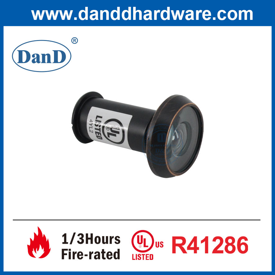 Orb Black Fire Proof Peephole Wide Angle Brass UL Entrance Door Viewer