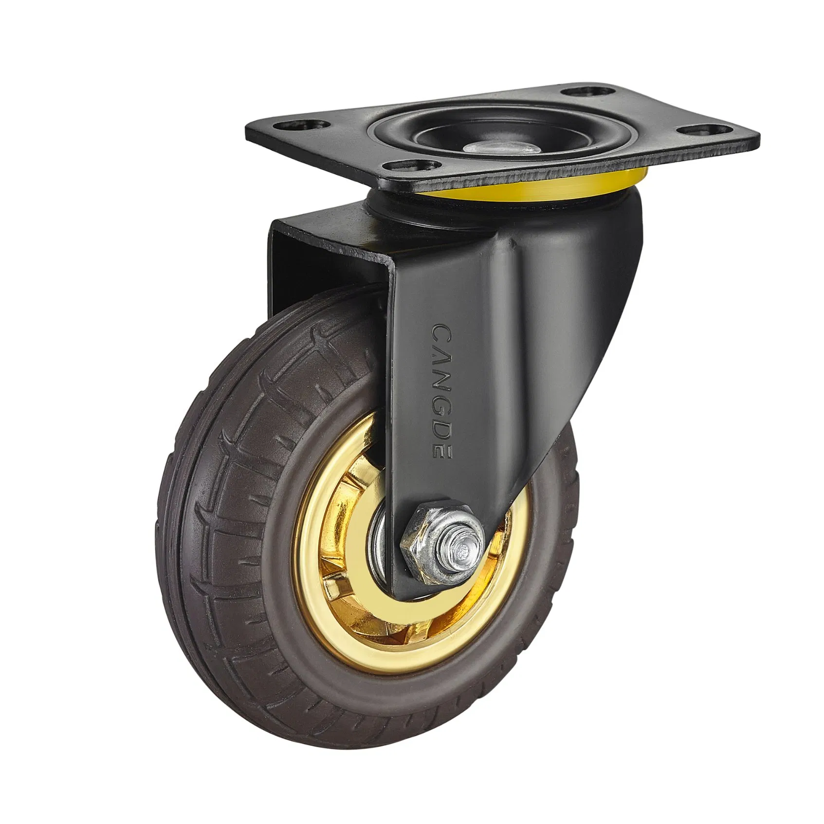 Threaded Stem Swivel Casters & Brake Casters Soft Rubber, Brown, Shock Absorption, Multi-Size
