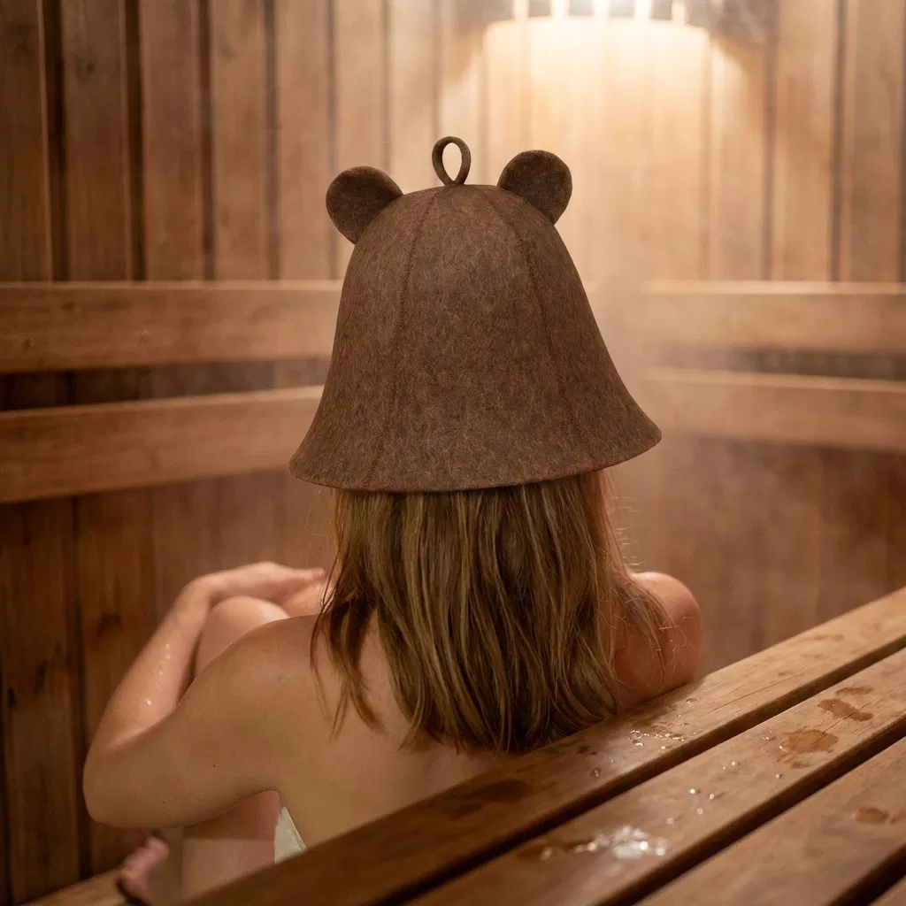 Temperature-Regulating Wool Felt Sauna Hat with Moisture-Wicking Technology