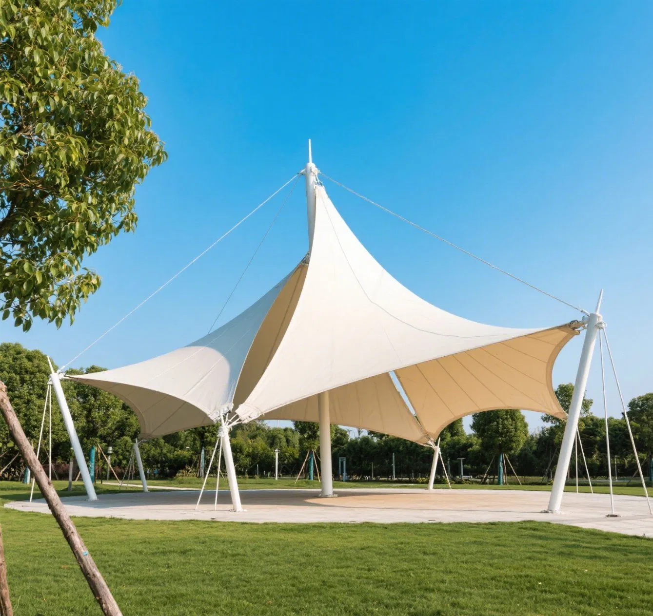 Steel Structure Tensile Fabric Canopy for Outdoor Building Material