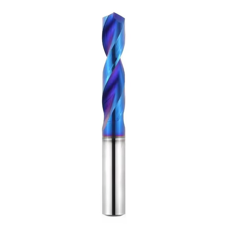 HRC65 Blue Nano Coating Tungsten Carbide Drill Bit CNC Machine Drilling Hole 2 Flutes Stainless Steel Twist Drill Bit