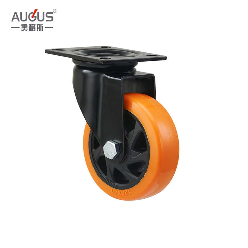 Medium Heavy Duty PU Cart Caster Wheel Swivel Caster with Double Brake