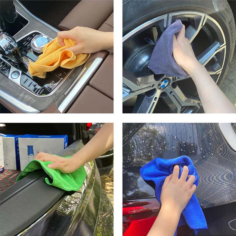 400 GSM 16X16 Inches Lint Free Streak Free Microfiber Car Wash Towel Car Detailing Drying Dusting Polishing Cleaning Microfibre Cloth 40X40 for Cars