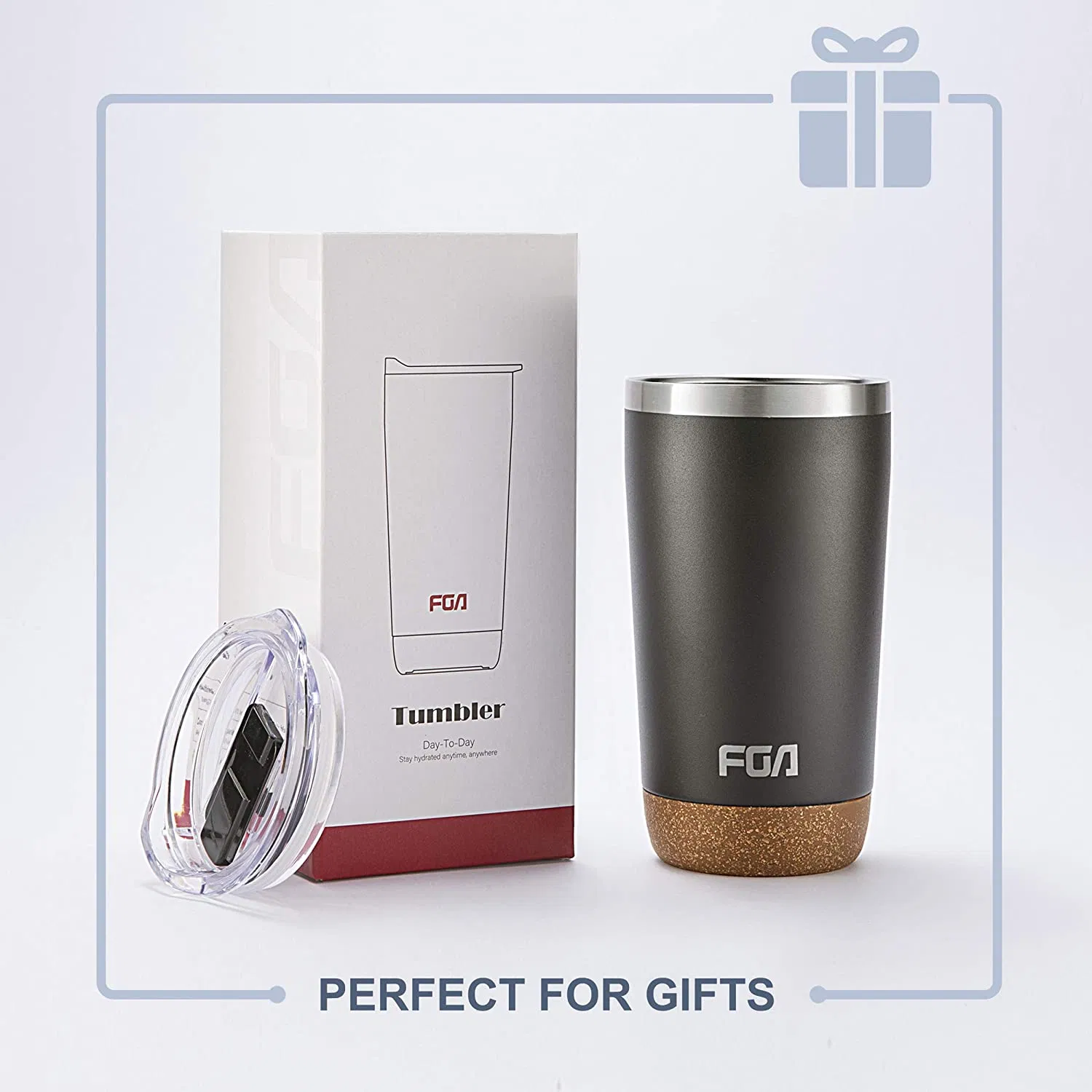 Термокружка для кофе с пробковой подставкой, черная