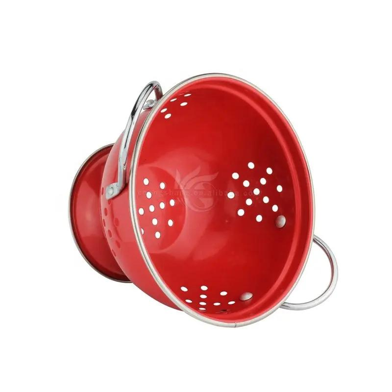 Colored Powder Coating Fruit Basket Metal Colander Stainless Steel Fruit Vegetable Strainer