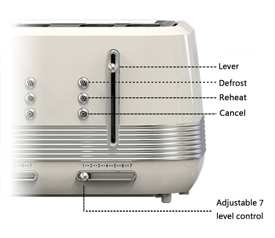 Retro 4 Slice Stainless Steel Electric Toaster Kitchen Retro Hotel Cordless Pop up Burger Bun Bread Toasters