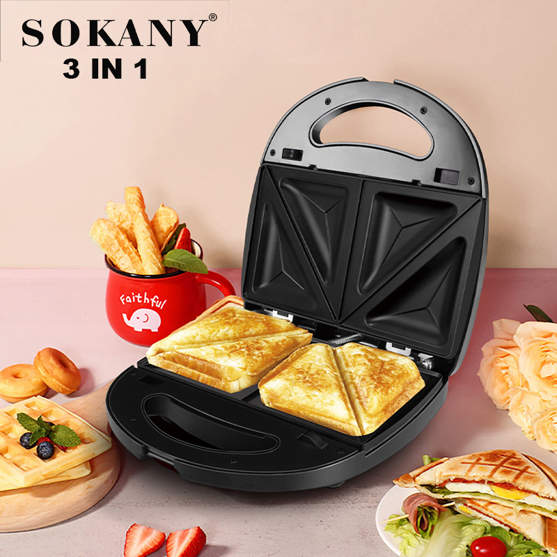 Sokany Sandwich Maker 3 in 1 Household 3in1 Sandwich Maker 3-in-1 Doughnut Waffle & Sandwich Maker Sandwich Maker Machine 3 in One Breakfast Maker