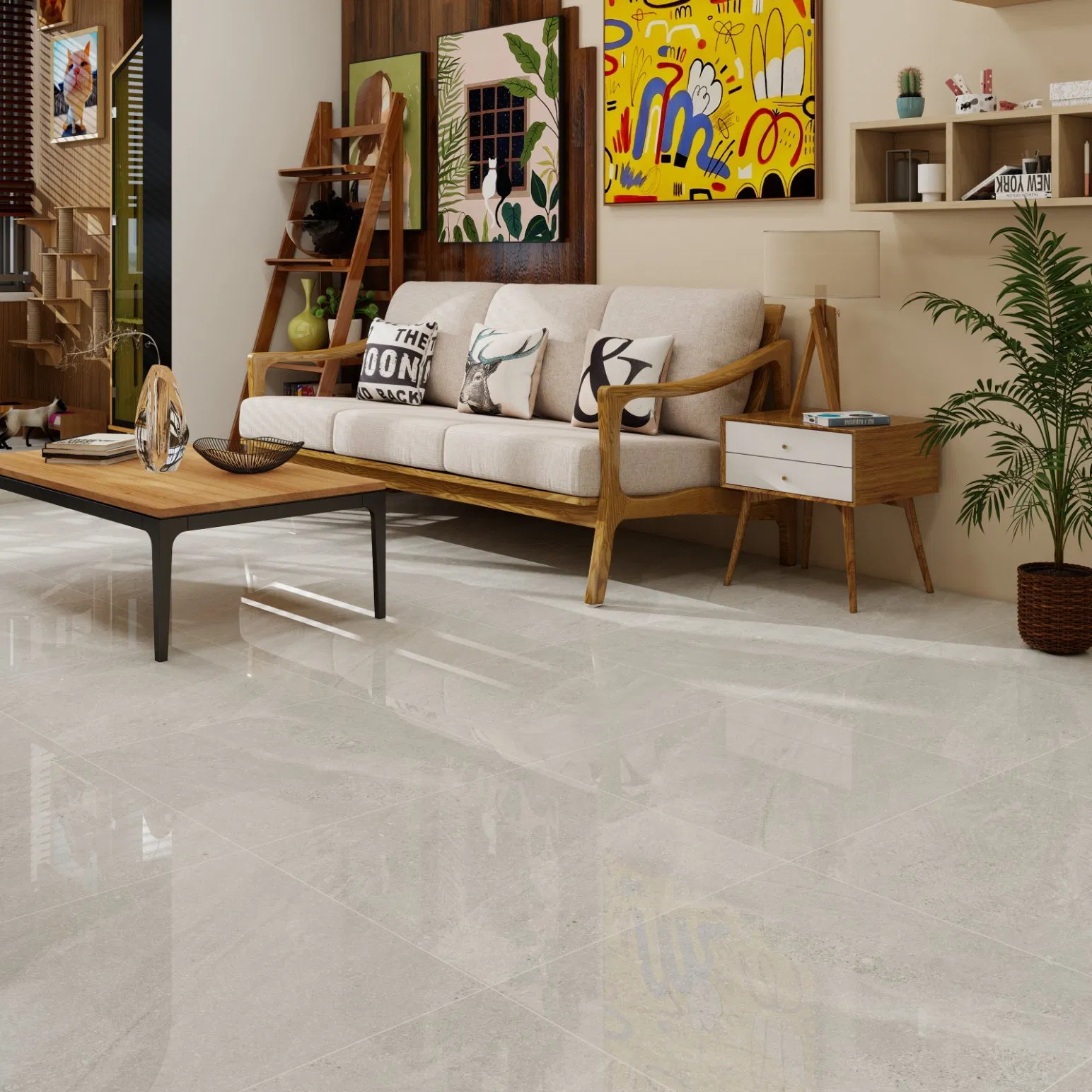 Foshan Interior Grey Porcelain Ceramic Flooring Tiles Polished Porcelain Tile 600 X600 Cermica Para Pisos