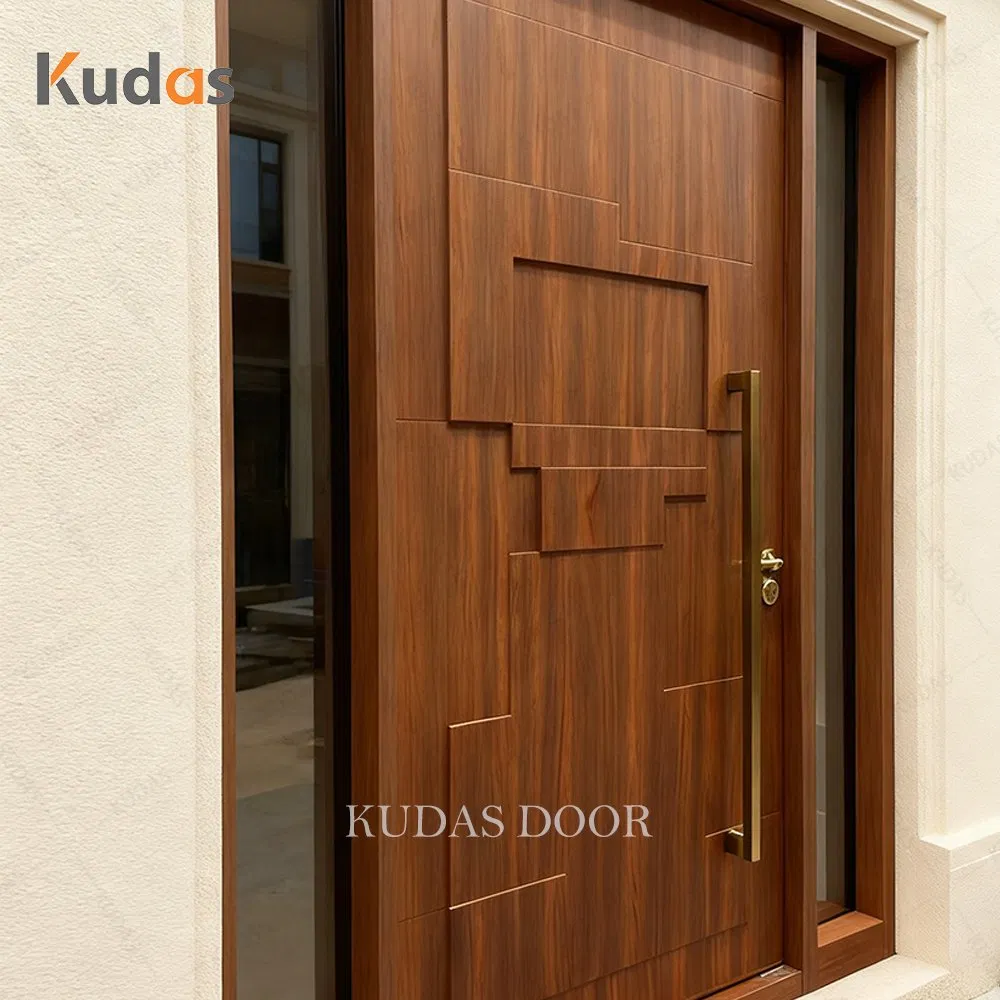 Luxury Design Apartment Entrance Door Wooden Cast Aluminum Anti-Theft Security Door Pivot Front Entrance Door for Home