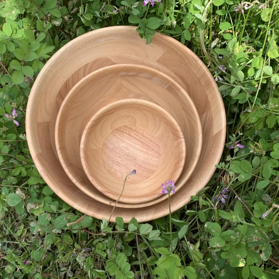 Rubber Wood Salad Fruit Food Bowl