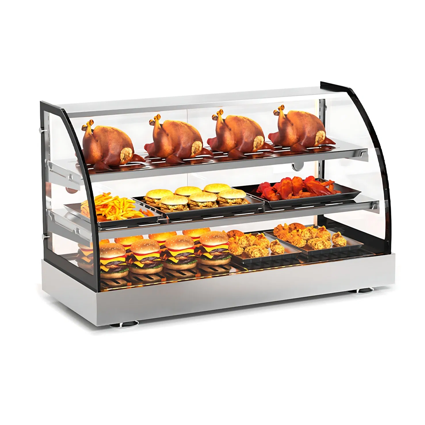 Pass Through Curved Food Warmer for Kitchen to Service Counter Use in Fast Food Restaurants