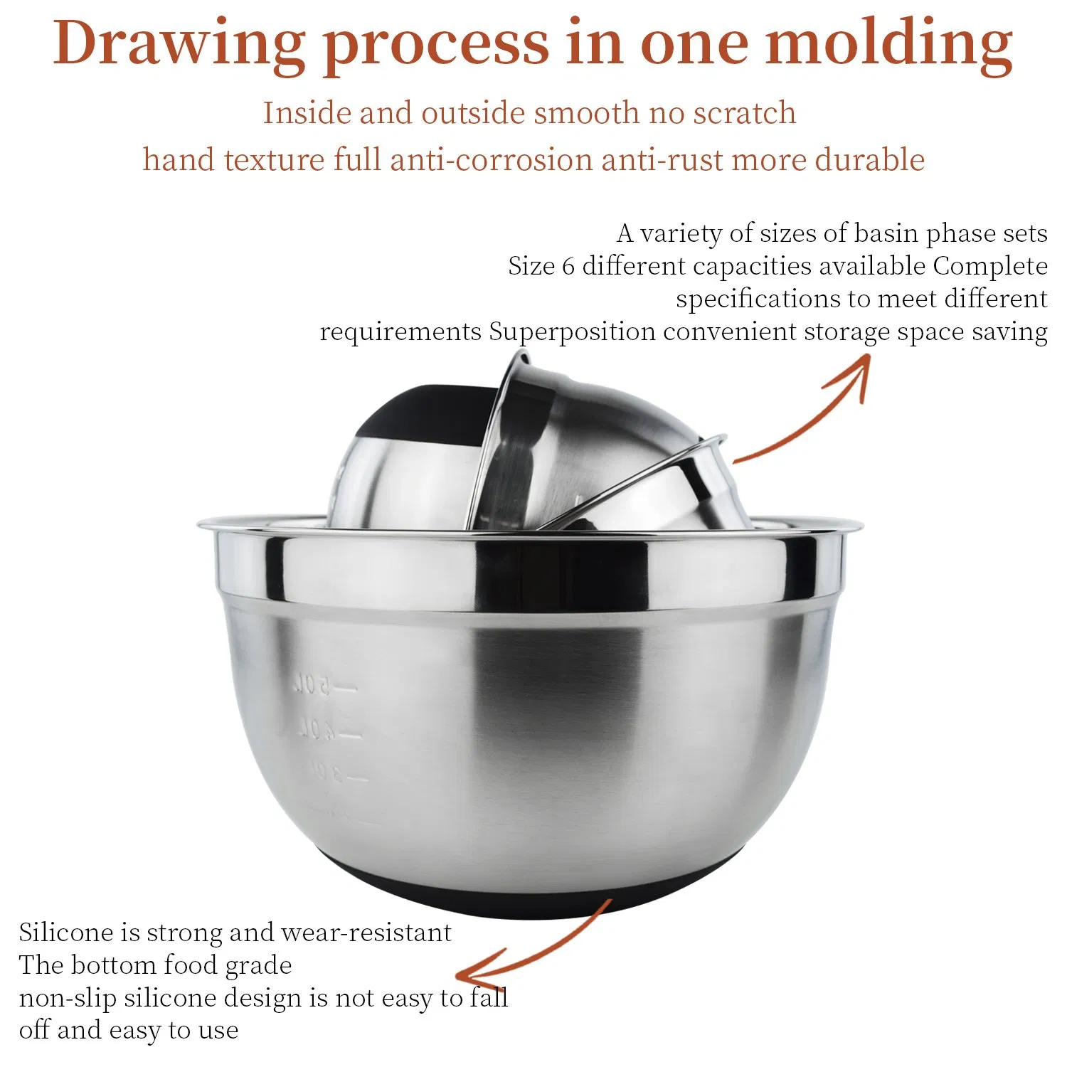Korean Salad Bowl 304 201 Stainless Steel Silicone Base Bowl
