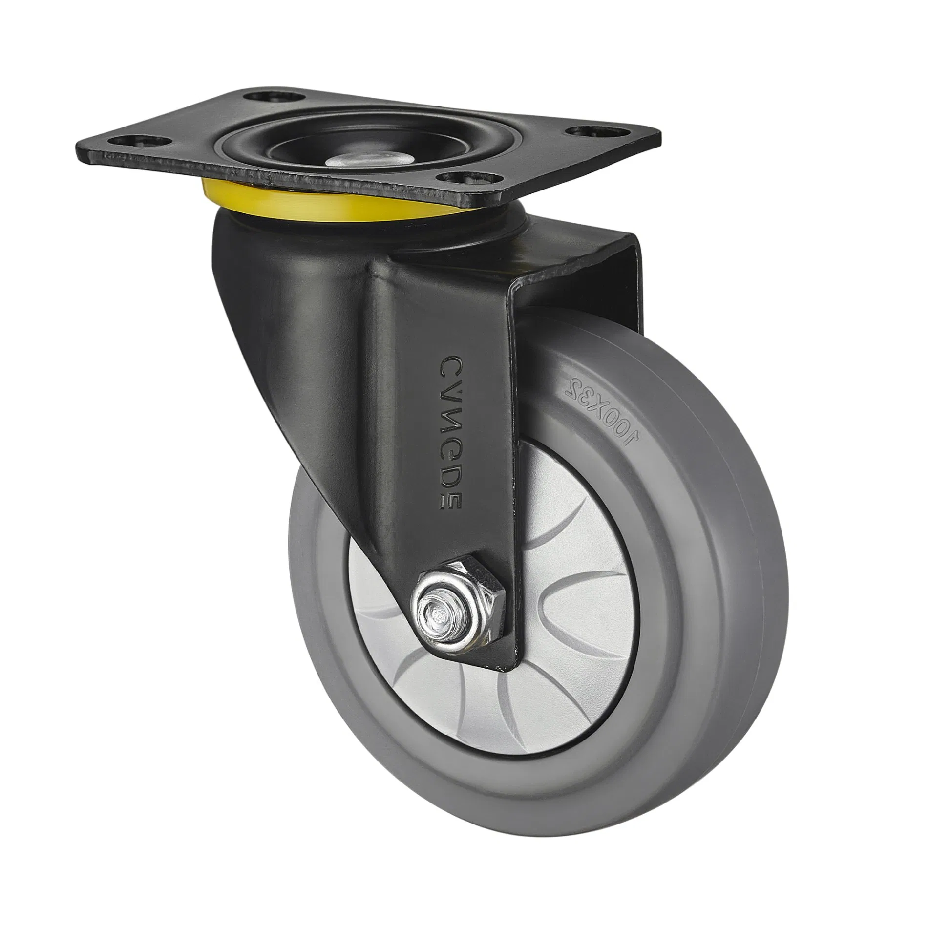 Medium Duty Caster with Total Brake & Grey TPR Rubber Wheels