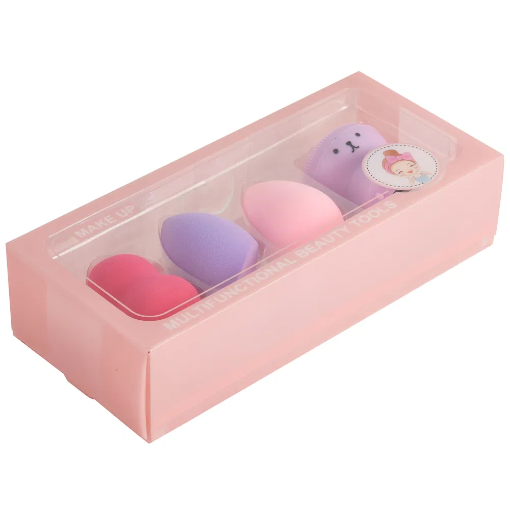 Factory Price Exquisite Packaging Beauty Blending Gift Set Pink Cosmetic Powder Non Latex Blender Puffs Holder Makeup Sponge