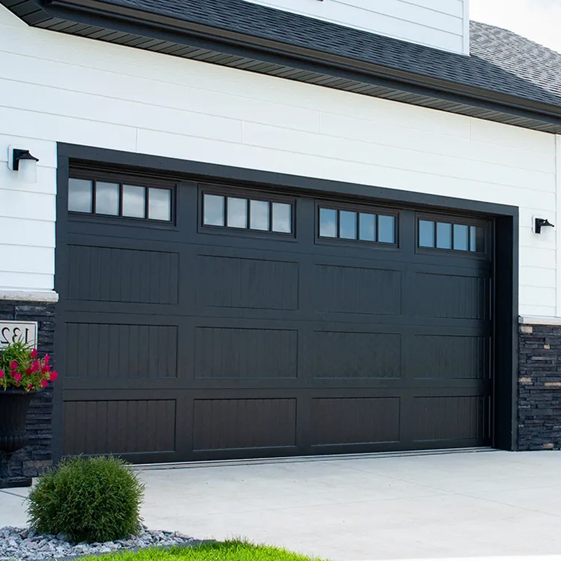 China Factory Custom Remote Control Automatic Garage Door Modern Design Black Color Aluminum Garage Doors