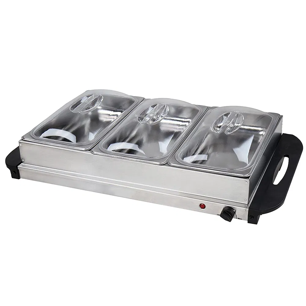 300W Electric Buffet Server Food Warmer 3.5lx3 Food Tray Warmer